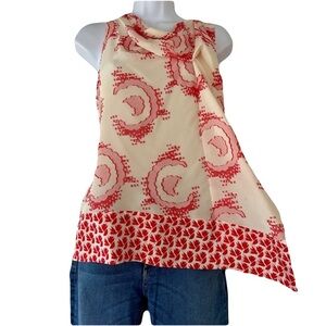 Diane Von Furstenberg Womens Blouse Silk Cowl Neck Asymmetrical size 2